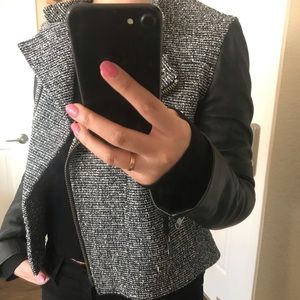 Elegant tweed/leather jacket